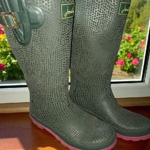 Joules Green Patterned Winter Rain Boots
